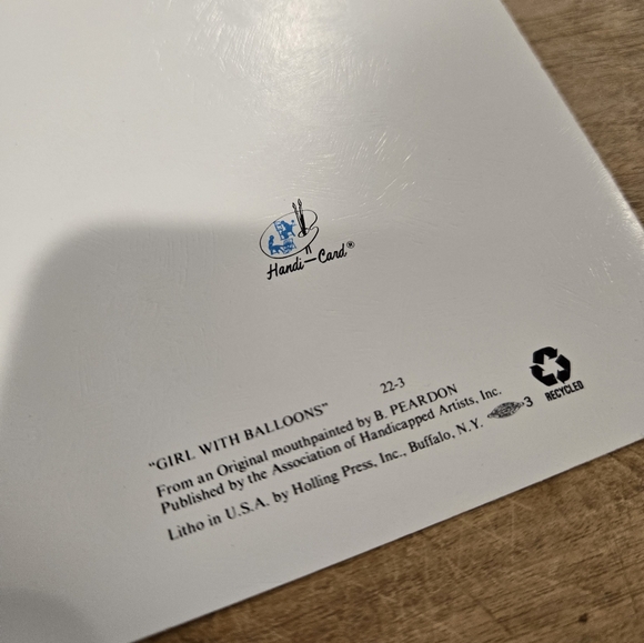 Vintage Girl with Balloons artwork blank greeting card - Picture 4 of 5